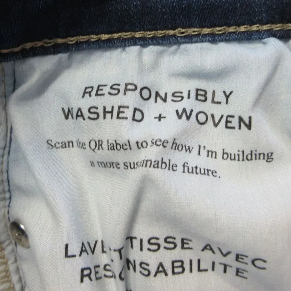 FRAME Le High Rise‎ Straight Leg Jeans Size 25 Sanctuary Dark Blue Denim Raw Hem